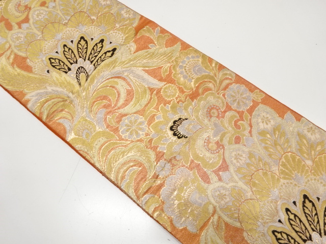 JAPANESE KIMONO / ANTIQUE FUKURO OBI / SILK / WOVEN CHINESE FLOWER